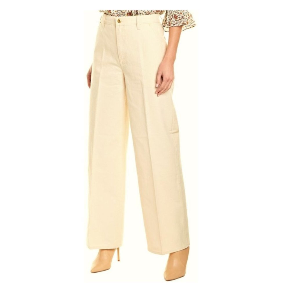 Tory Burch 100% Cotton Caroline Wide Leg Jeans Size-28 Rinse Wash